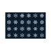 Midnight blue fabric with a balanced block pattern of powder blue snowflakes.