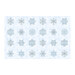 Powder blue fabric with a balanced block pattern of blue snowflakes.