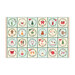 cream and aqua panel featuring 24 holiday-themed blocks adorned with wreaths, stockings, ornaments, gingerbread cookies, nutcrackers, sweet holiday greetings, and other cheerful seasonal motifs.