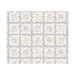 Mottled cream fabric with blocks of navy blue stylized vines and wintry motifs like snowflakes, snowmen, stars, and more.