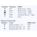 Table listing DMC color codes and their corresponding alternative colors.