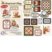 An overview of the Gingerbread Village Accessory Packet showing all of the pre-printed fabric designs for the Gingerbread Village Quilt.