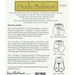 A printed guide titled Dude Babies! that lists materials required for crafting baby bibs resembling different characters: Mr. Businessman, Mr. Cowboy, and Mr. Formal. Each character has a description of fabric requirements and additional materials needed for assembly, including buttons, snaps, and specific fabric dimensions.