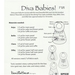 A page titled Diva Babies! featuring sewing instructions for baby bibs in four styles: Anju, Belle, Clara, and Dilla. The page lists materials needed for each style, including fabric quantities and details about components like yokes and flower petals. It also mentions tools required for cutting fabric.