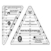 A printed template set for quilting, featuring two triangular rulers. One ruler shows various measurements for cutting strips and includes instructions for placement. The other ruler is labeled Multi-Size Peaky & Spike Set and displays sizes for patterns. Both rulers include hand symbol logos and are designed for precise cutting.