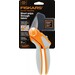 Fiskars fabric snips with orange and gray handle, designed for easy cutting through fabric.