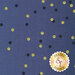 A navy fabric with scattered yellow and black polka dots, featuring a logo for Shabby Fabrics in the bottom right corner.