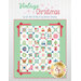 A quilt design titled Vintage Christmas featuring various holiday-themed blocks, including gingerbread men, snowmen, and Christmas trees, set against a light green background with a red border. The design includes decorative elements and text at the top.