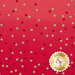 8" x 8" swatch of dark pink/red ombre fabric with tonal dots and gold dots