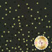 A black fabric with scattered gold and black polka dots, featuring a logo for Shabby Fabrics in the bottom corner.