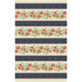 Full image repeat of stripes with pink and blue flowers on cream amongst navy stripes | Shabby Fabrics