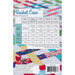 Image of a quilt pattern back with material requirements for different bed sizes and colors.