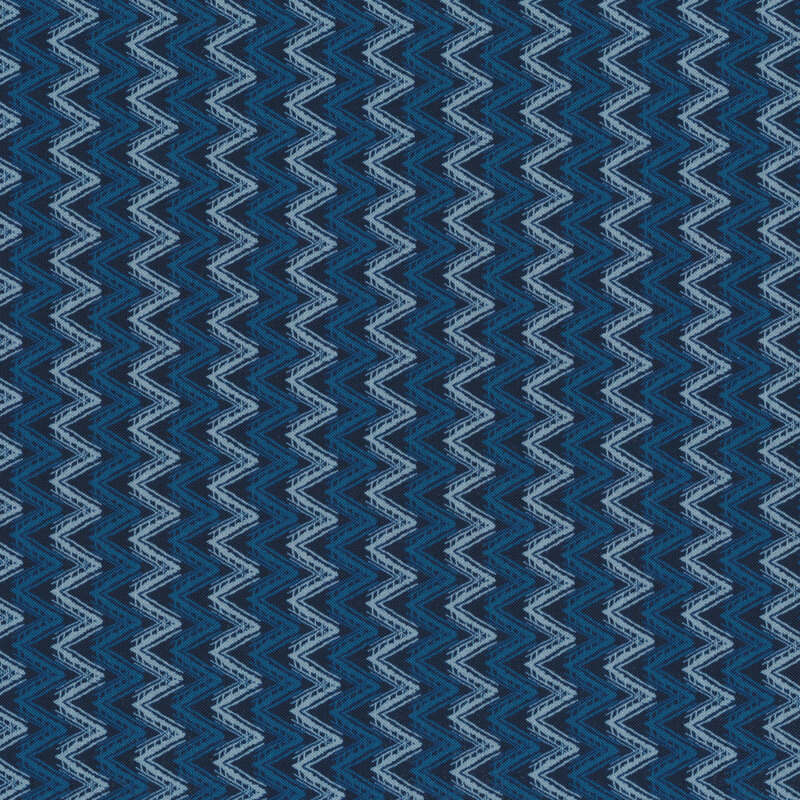 Blue chevrons on an indigo background