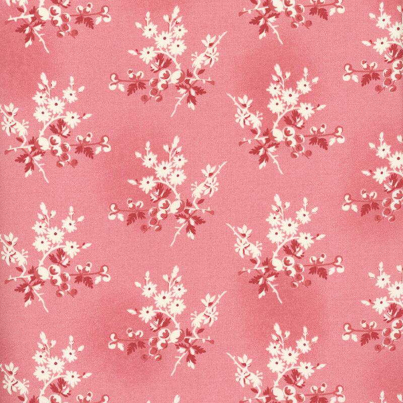 Red and white floral bunches on a pink mottled background