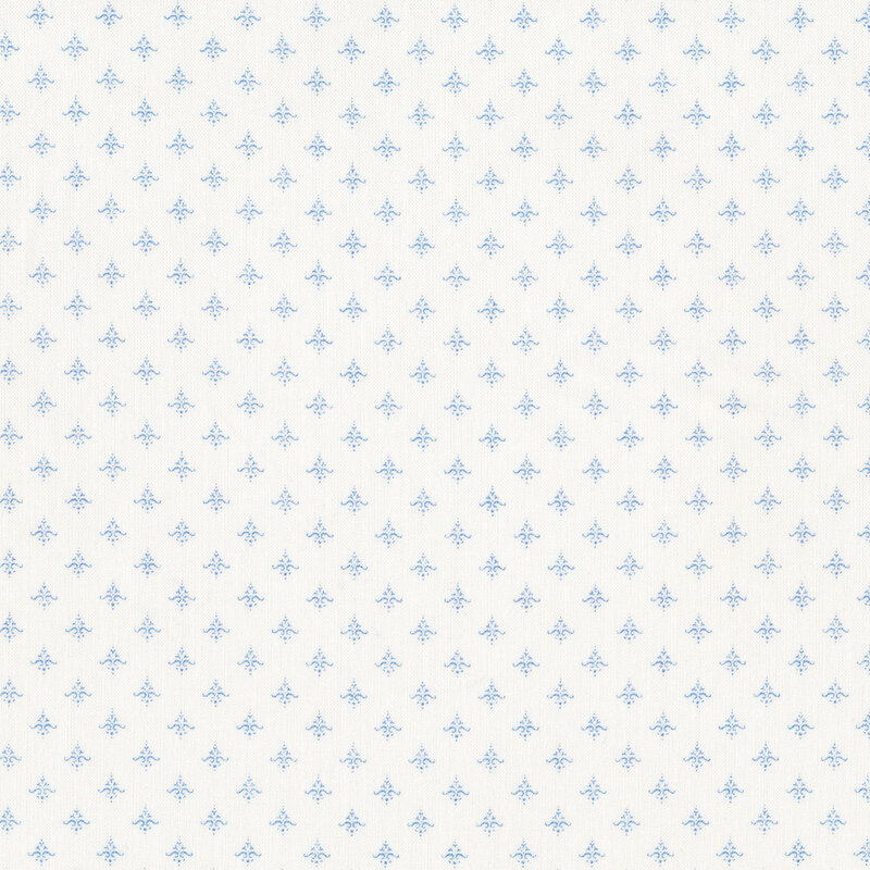 Fabric with light blue lanterns on a white background