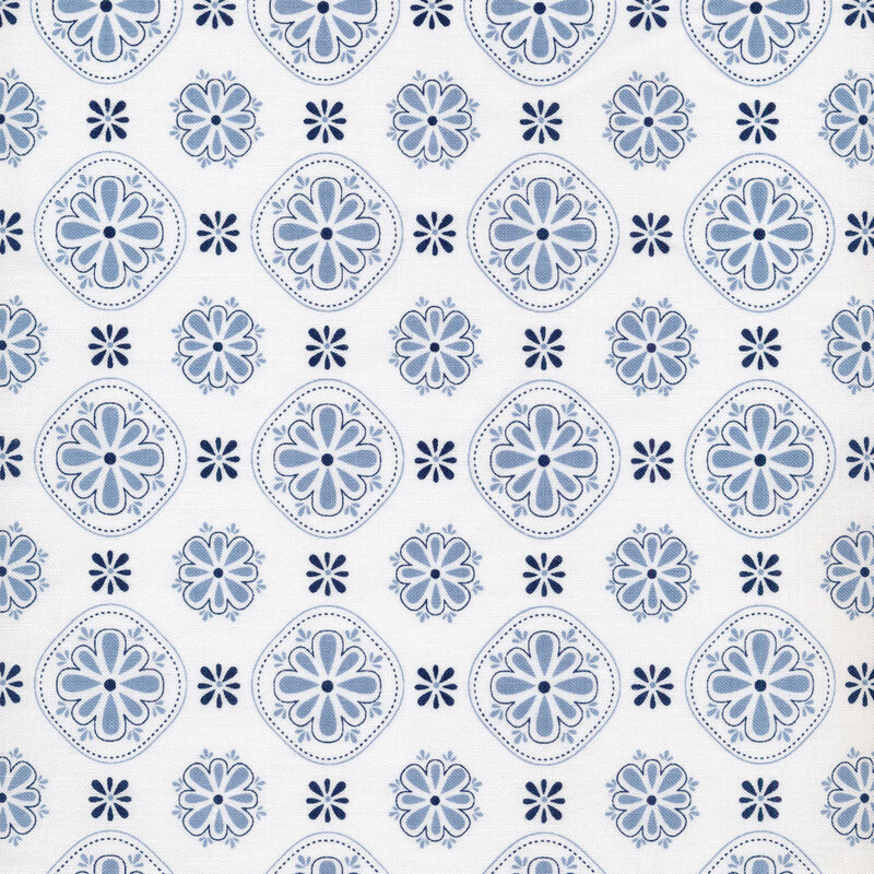 White and blue floral pattern