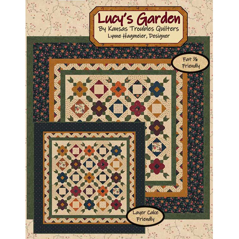 The front of the Lucy's Garden pattern by Kansas Troubles Quilters showing the finished quilt.