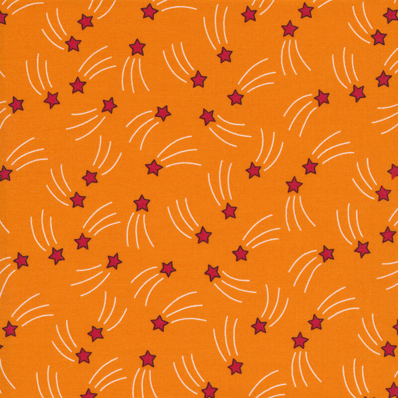 Orange shooting stars all over a orange background