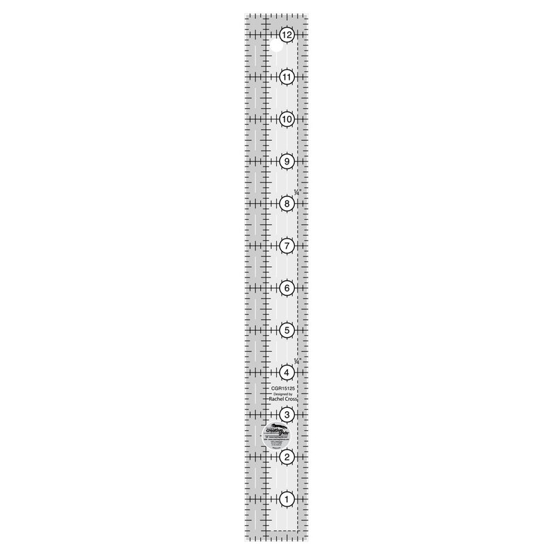 Clear plastic ruler marked in inches, measuring up to 12 inches.