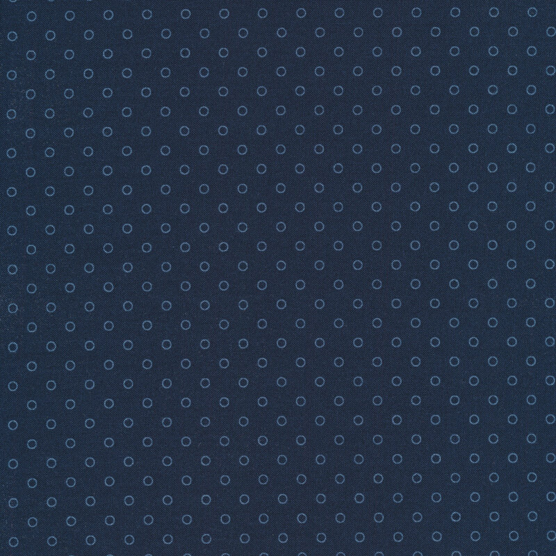 Navy blue fabric with white circle dots all over