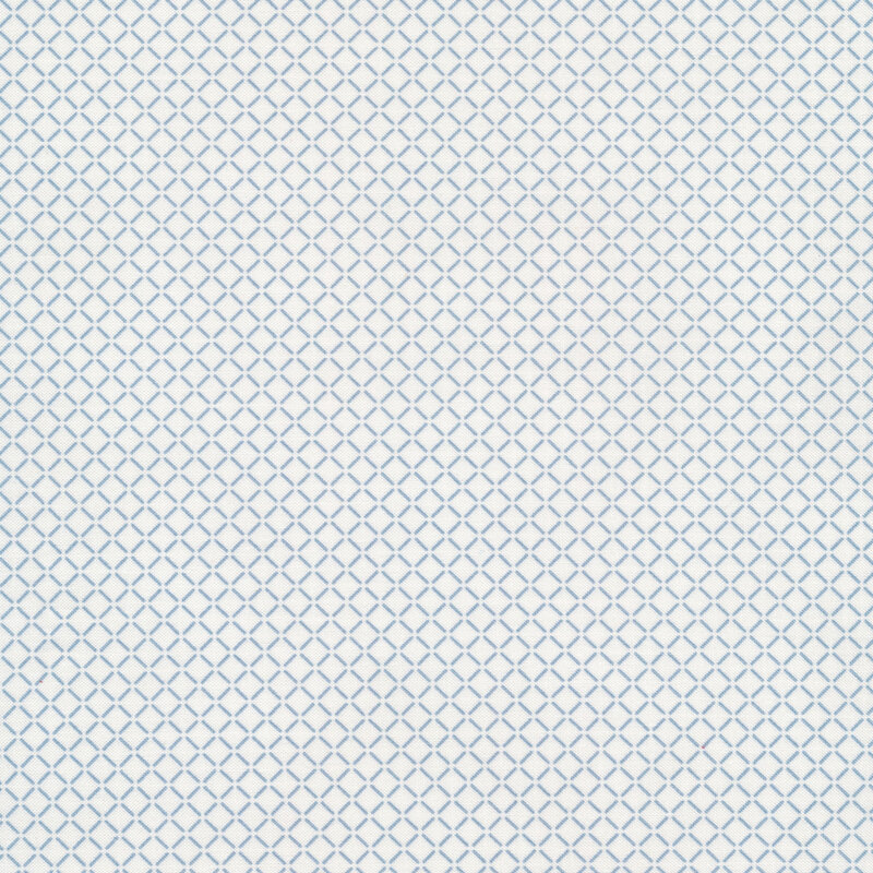 Light blue lattice on cream fabric