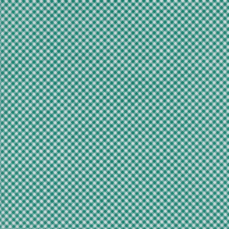 Fabric of a micro diagonal dark teal gingham print