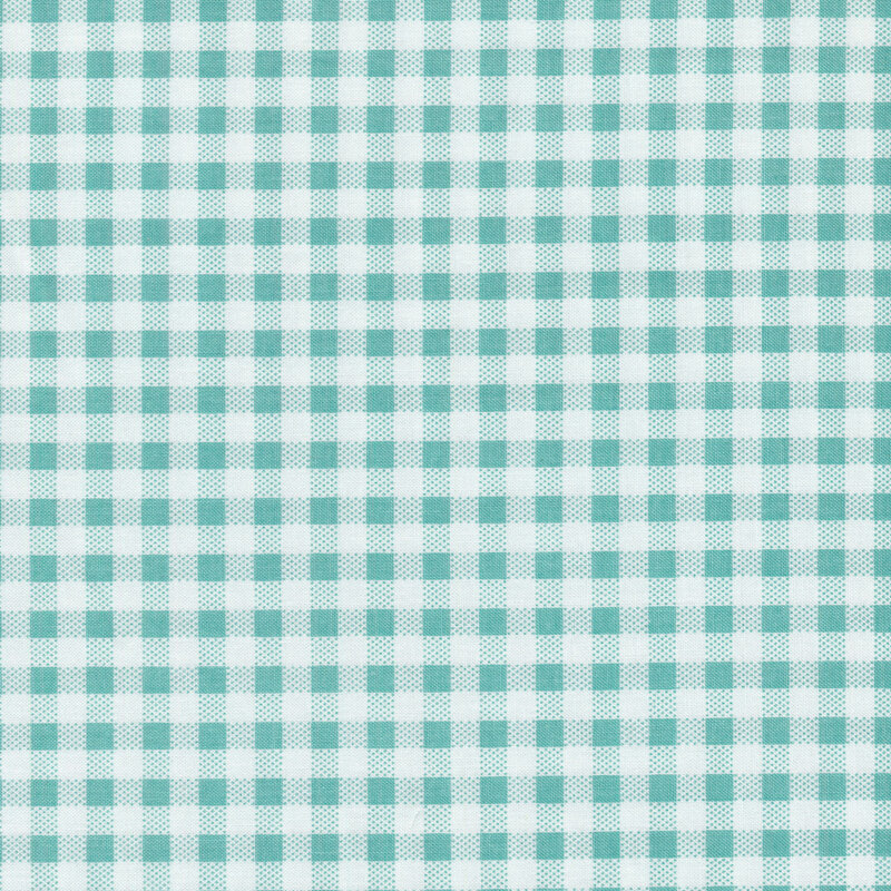 Fabric of a dark aqua gingham print