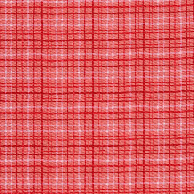 Fabric with red and pink plaid designs