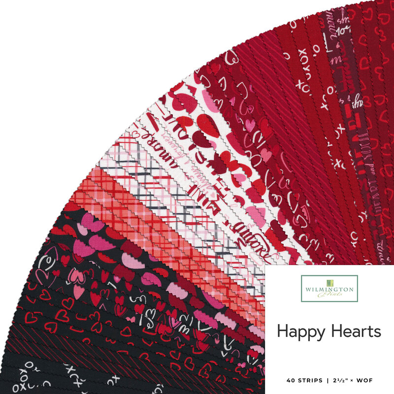 A collage of fabrics from the Happy Hearts collection