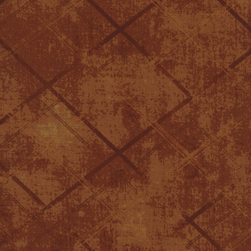 Distressed orange fabric with crossed lines that give a tonal argyle impression