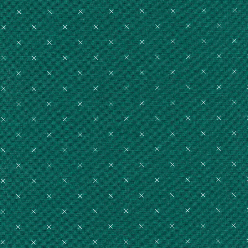 Small cream x's on a teal background