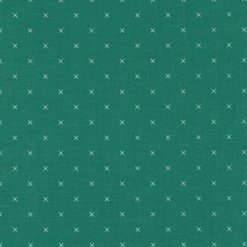 Small cream x's on a teal background