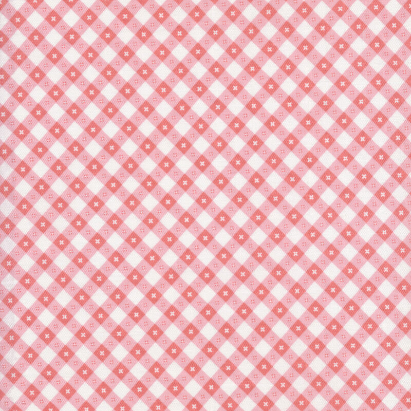 A pink and white gingham fabric