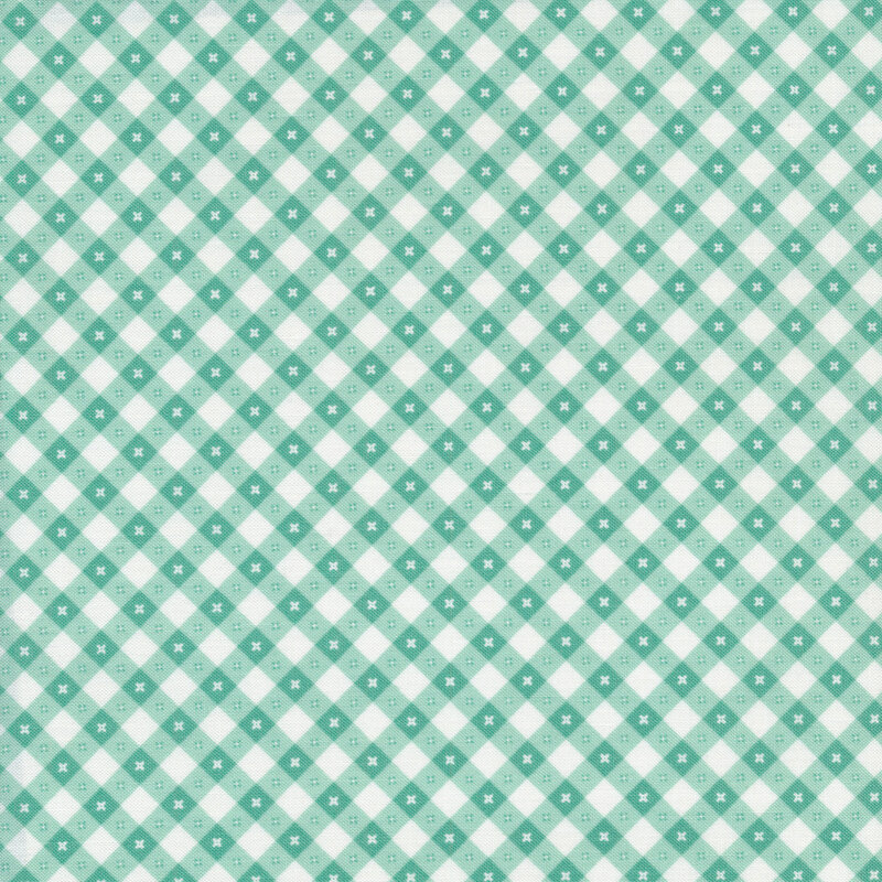 A light aqua and white gingham fabric