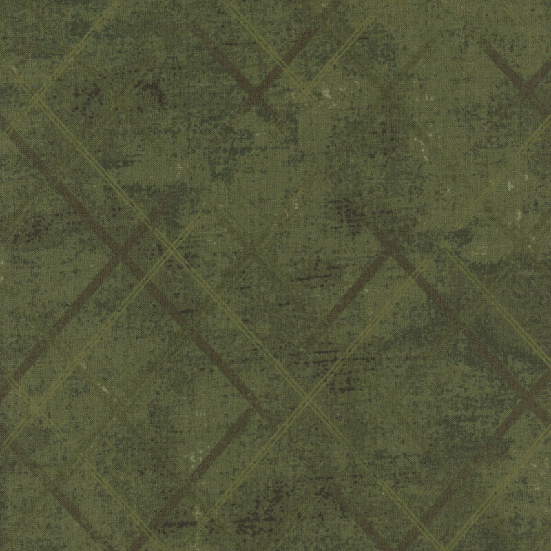 Textured and grunge green fabric with crossed lines that give a tonal argyle impression