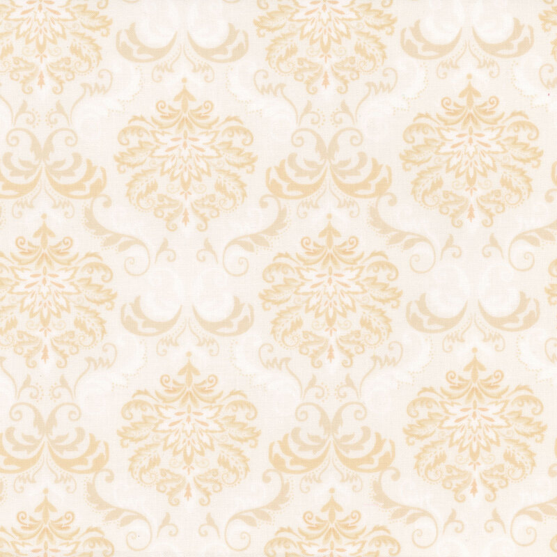 Tonal light cream damask fabric