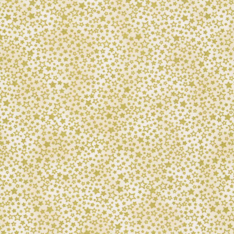 Mottled ivory fabric with gold metallic stars all over