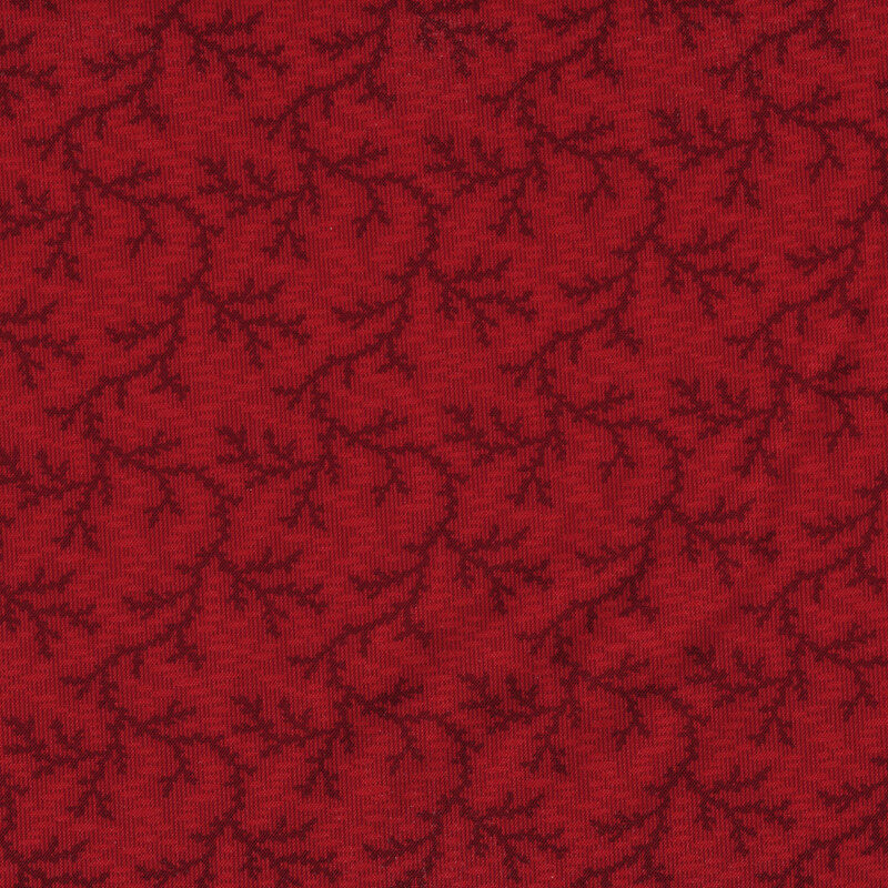 red sprawling vines with a bright cherry red textured background