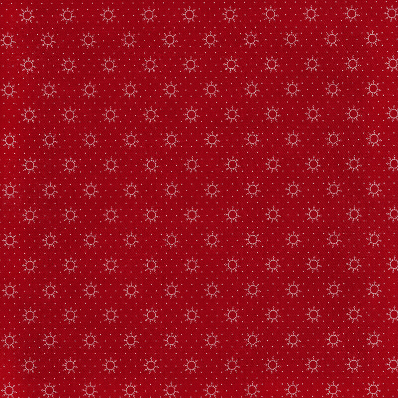 light red dots and snowflakes on a bright red background 