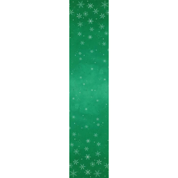 full ombre image of dark cool green ombre pattern with silver metallic snowflakes