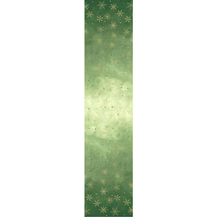 full ombre image of sage green ombre pattern with gold metallic snowflakes