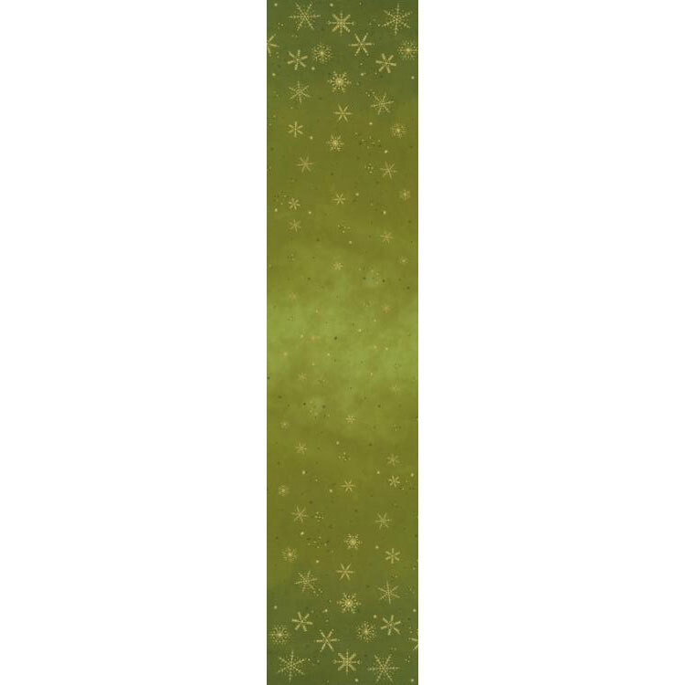 full ombre image of yellow-green ombre pattern with gold metallic snowflakes