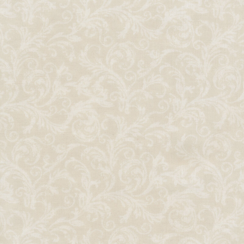 Cream fabric with lighter tonal swirls across it