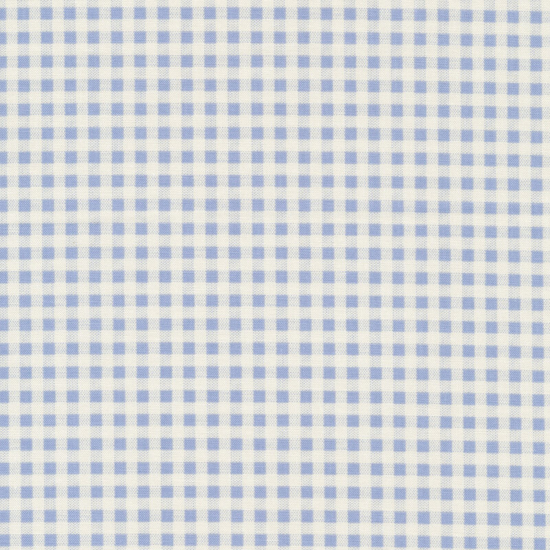 close up of pale blue and cream gingham fabric