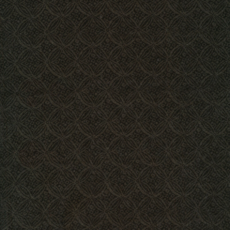 Black fabric with dark gray tonal geometric designs across it