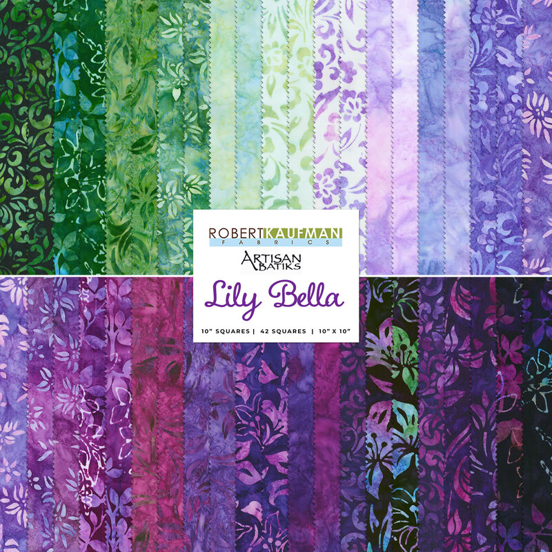 collage of all fabrics included in Lily Bella artisan batiks collection