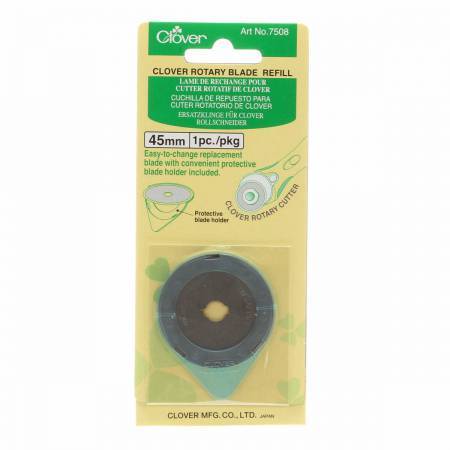 Clover rotary blade refill package showing a metallic 45mm blade for a rotary cutter.