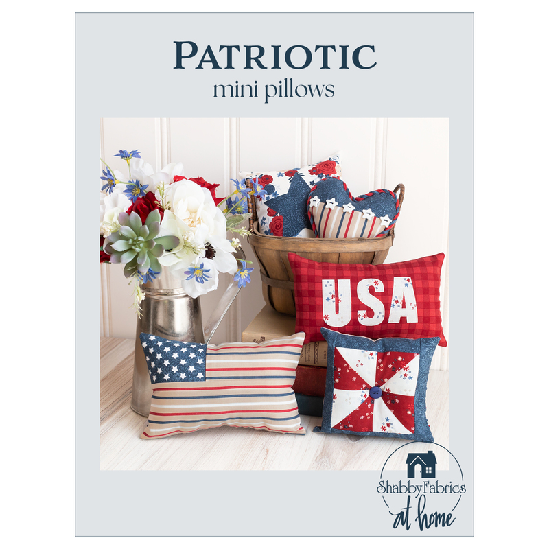 Front cover of the Patriotic Mini Pillow Pattern showing an image of the finished project