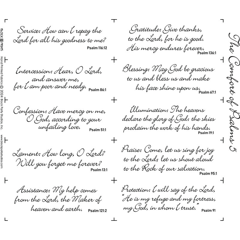 Full white fabric panel with religious psalms on it