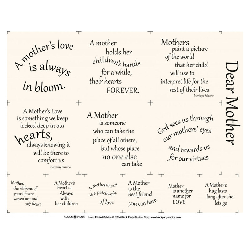 beige fabric panel with grateful words related to mothers across it